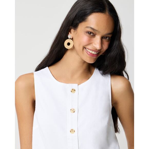 NWT J. Crew Linen-Blend Button-Front Shell Size L - Picture 2 of 7